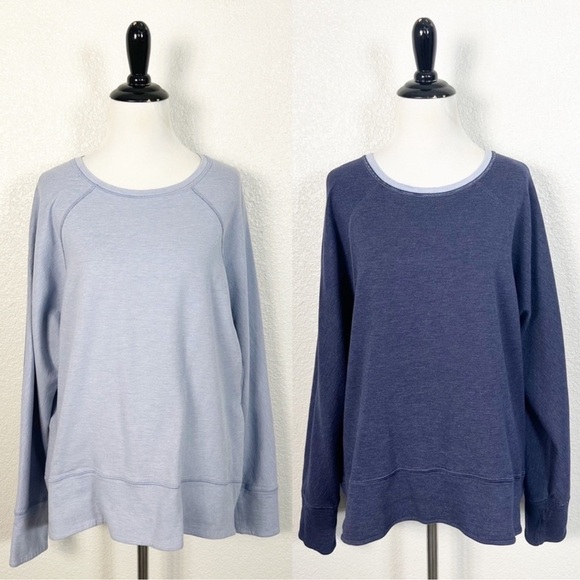 Lululemon Time Out Crew *Reversible Heathered Deep Indigo - Picture 2 of 14